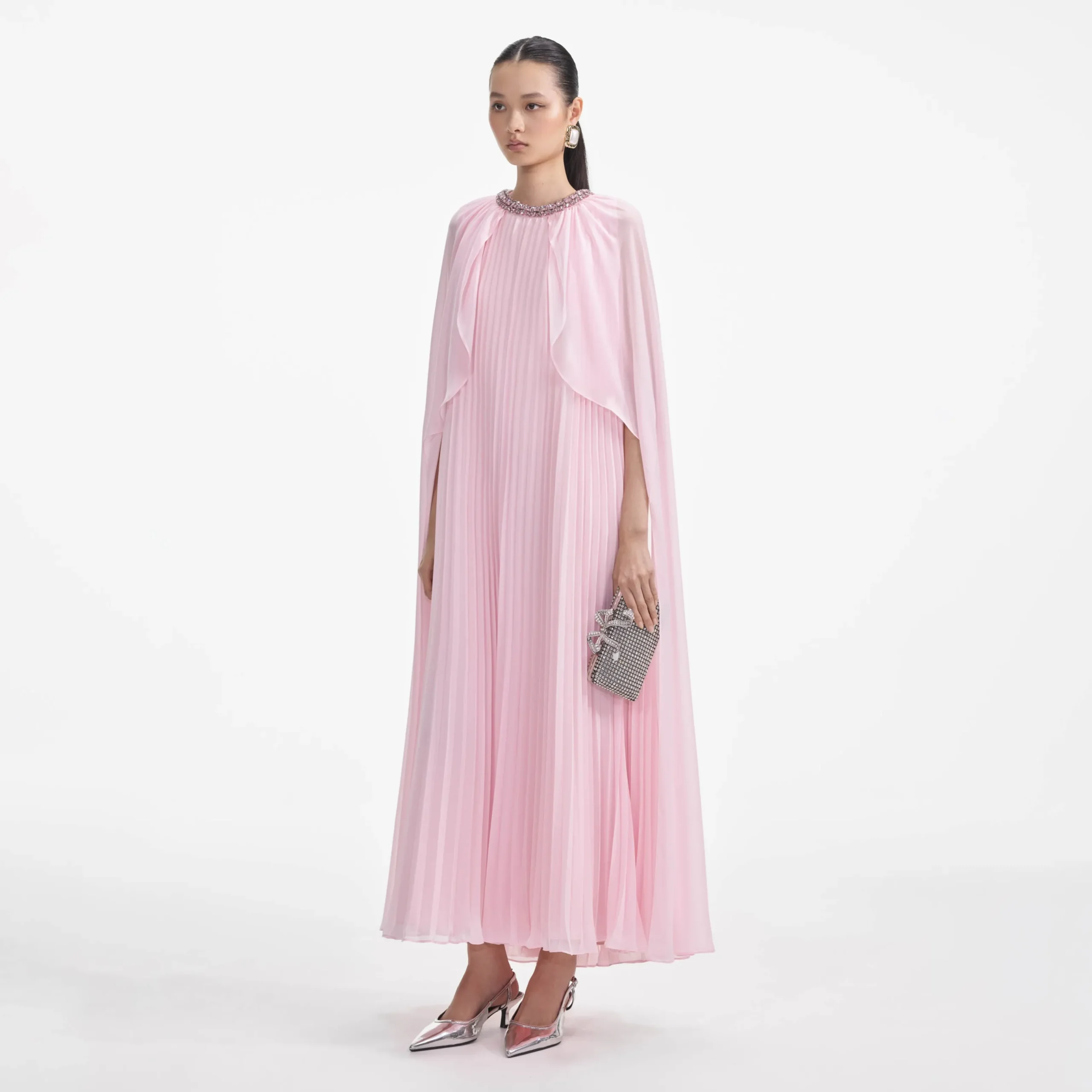 Chiffon Cape Midi Dress^self-portrait Store