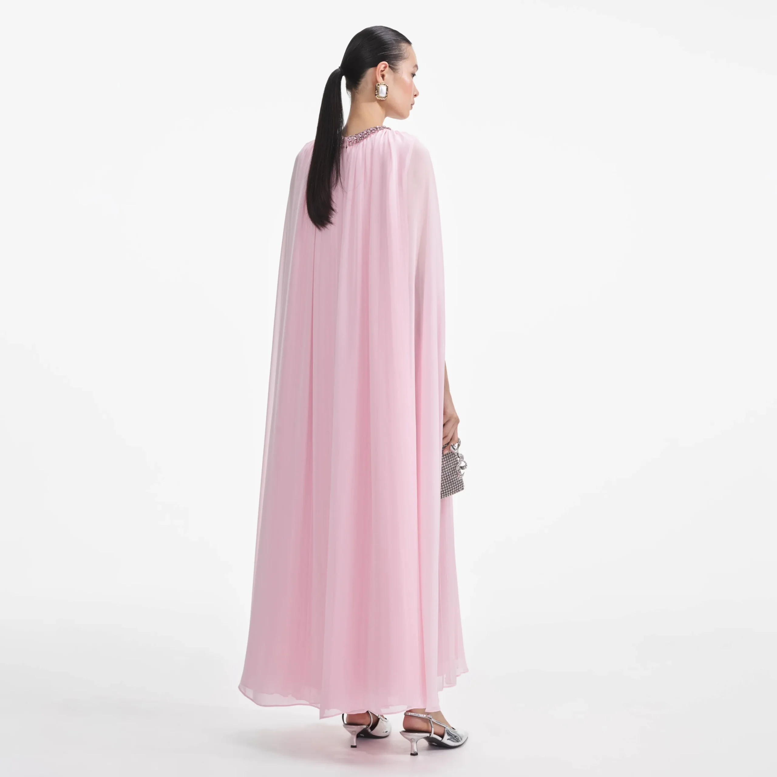 Chiffon Cape Midi Dress^self-portrait Store