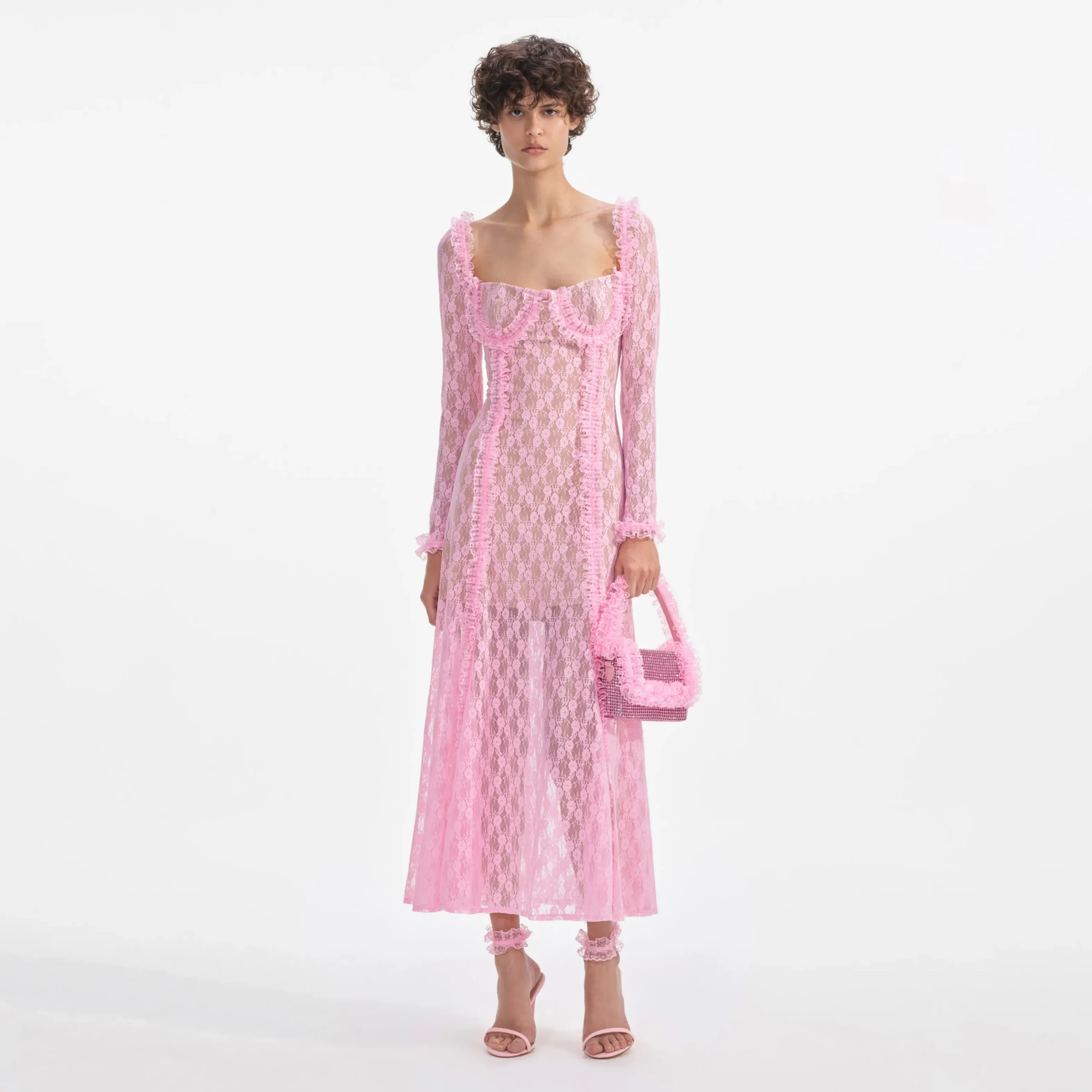 Lace Ruffle Midi Dress^self-portrait Store