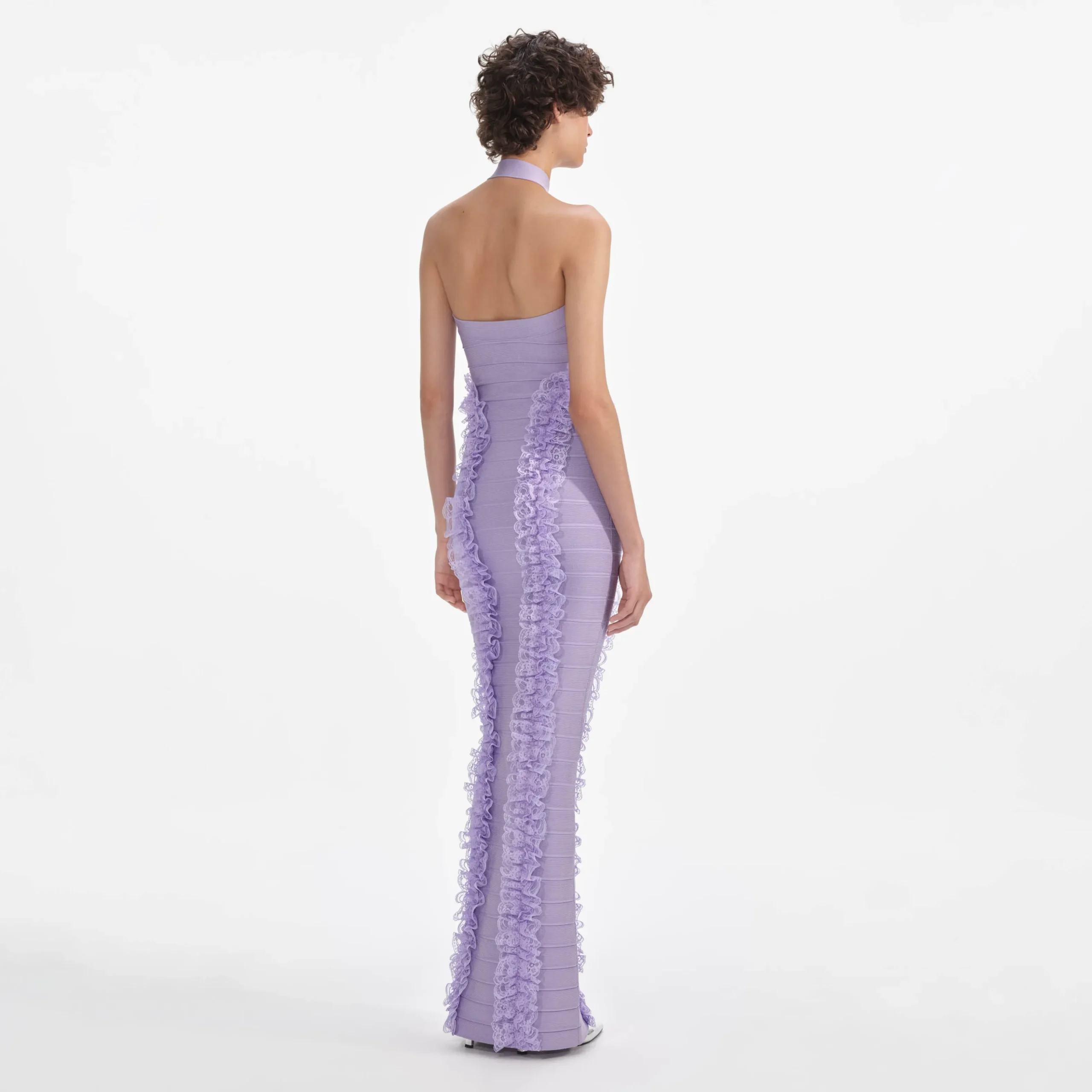 Knit Zip Ruffle Maxi Dress^self-portrait Best