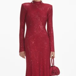 Rhinestone Fishnet Midi Dress^self-portrait Sale