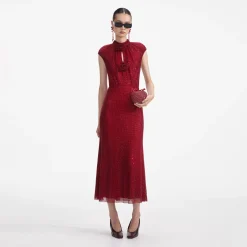 Rhinestone Fishnet Midi Dress^self-portrait Best Sale