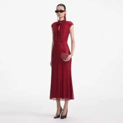 Rhinestone Fishnet Midi Dress^self-portrait Best Sale