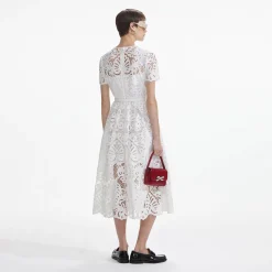 Cotton Lace Button Midi Dress^self-portrait Store