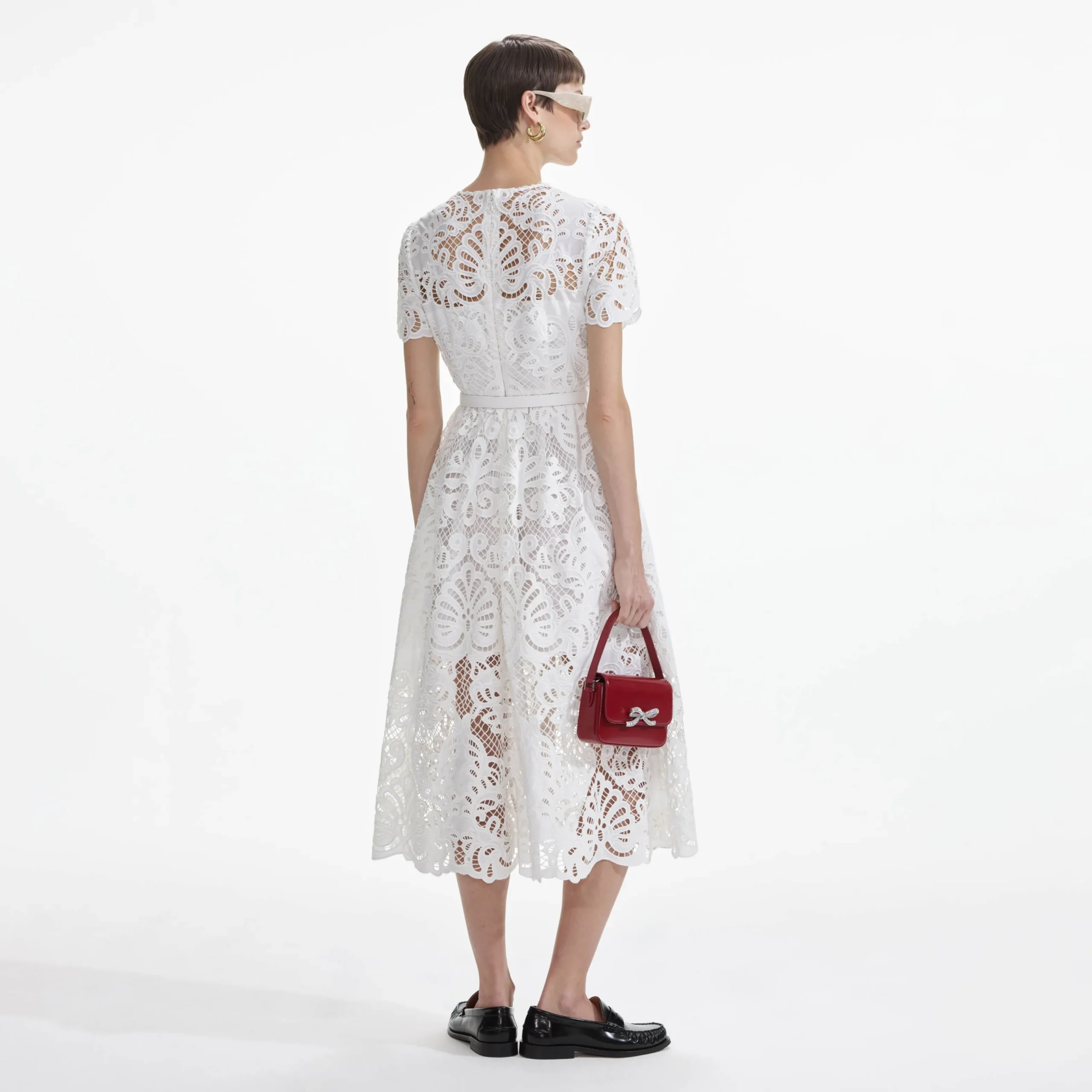 Cotton Lace Button Midi Dress^self-portrait Store