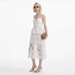 Cotton Lace Tiered Midi Dress^self-portrait Best Sale