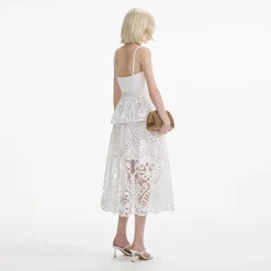 Cotton Lace Tiered Midi Dress^self-portrait Best Sale