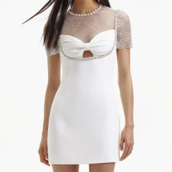 Crepe Diamante Mesh Mini Dress^self-portrait Shop