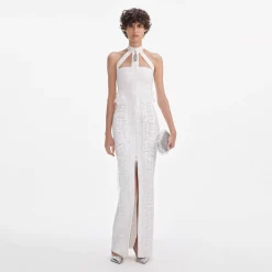 Knit Zip Ruffle Maxi Dress^self-portrait Hot