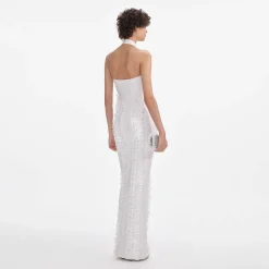 Knit Zip Ruffle Maxi Dress^self-portrait Hot