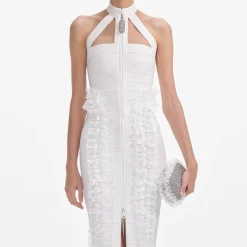 Knit Zip Ruffle Maxi Dress^self-portrait Hot