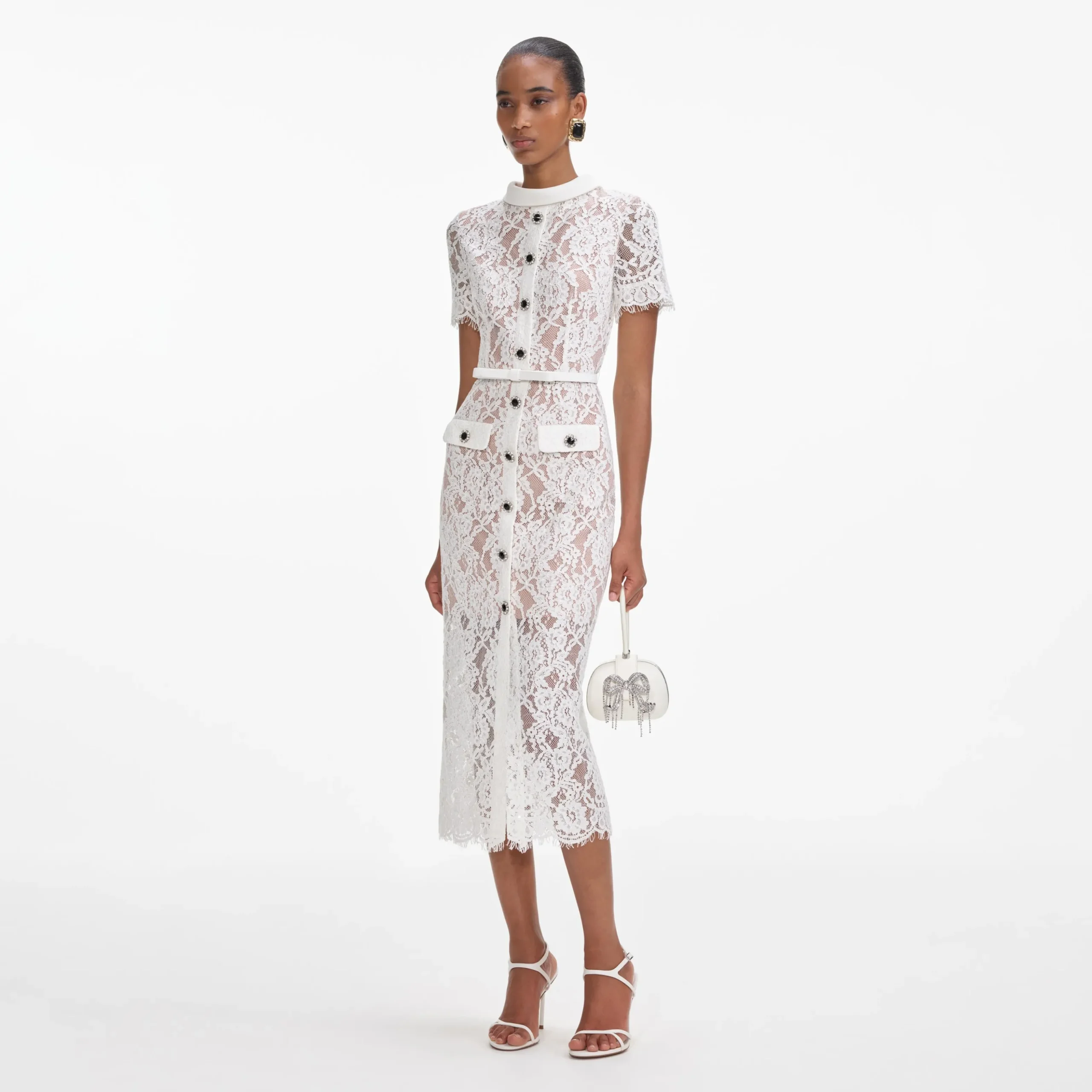 Lace Button Midi Dress^self-portrait Cheap