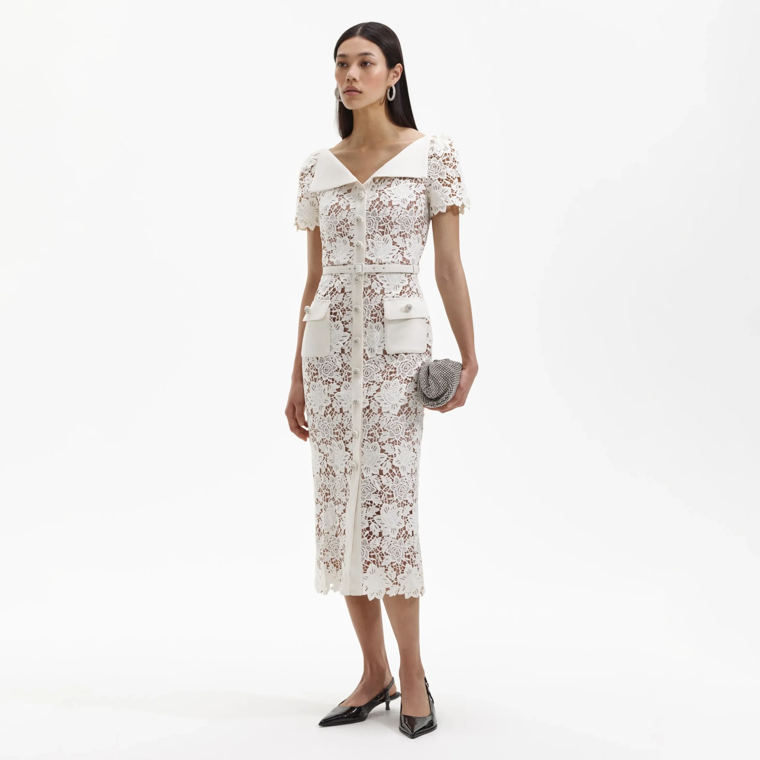 Lace Open Neck Midi Dress^self-portrait Cheap