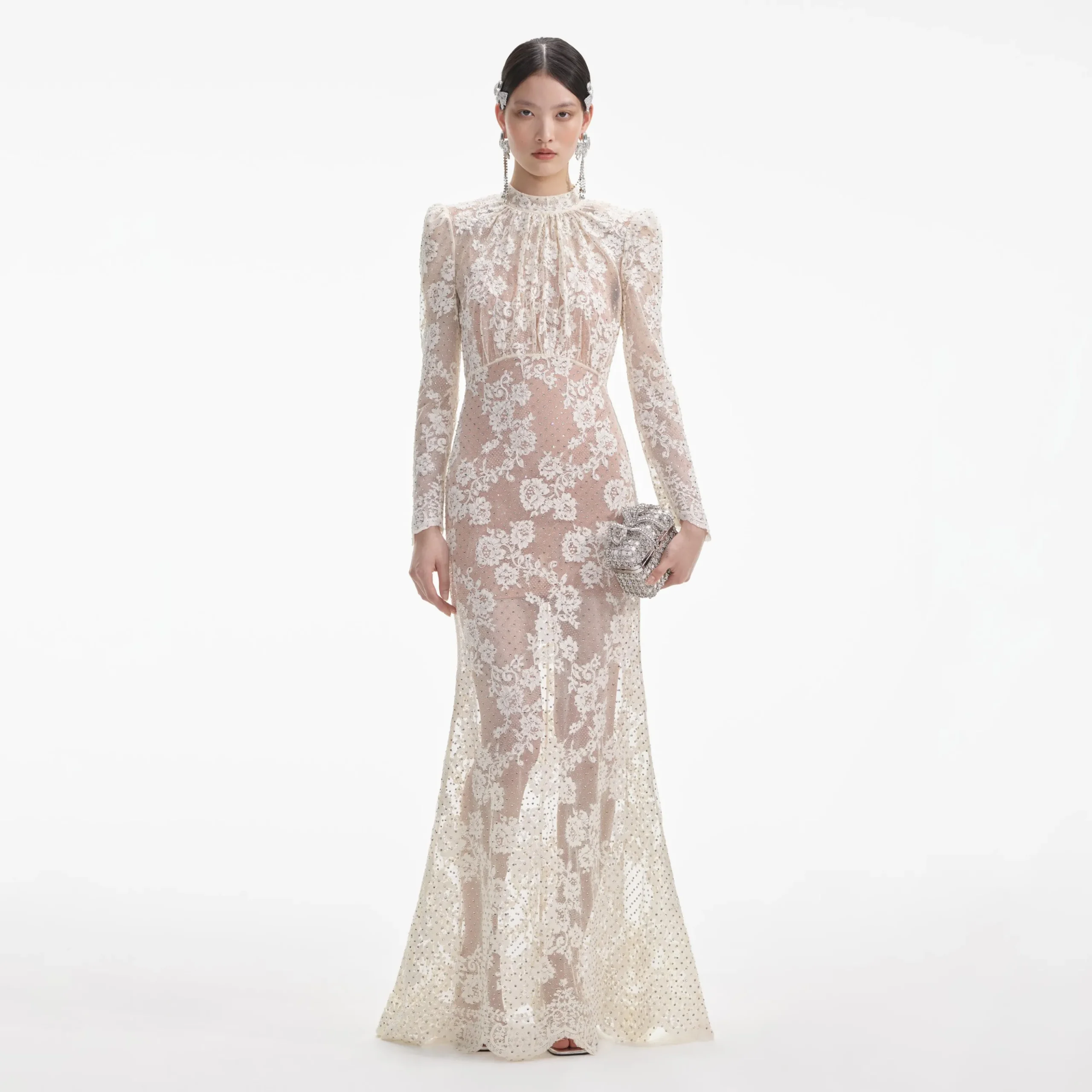 Rhinestone Lace Maxi Dress^self-portrait Cheap