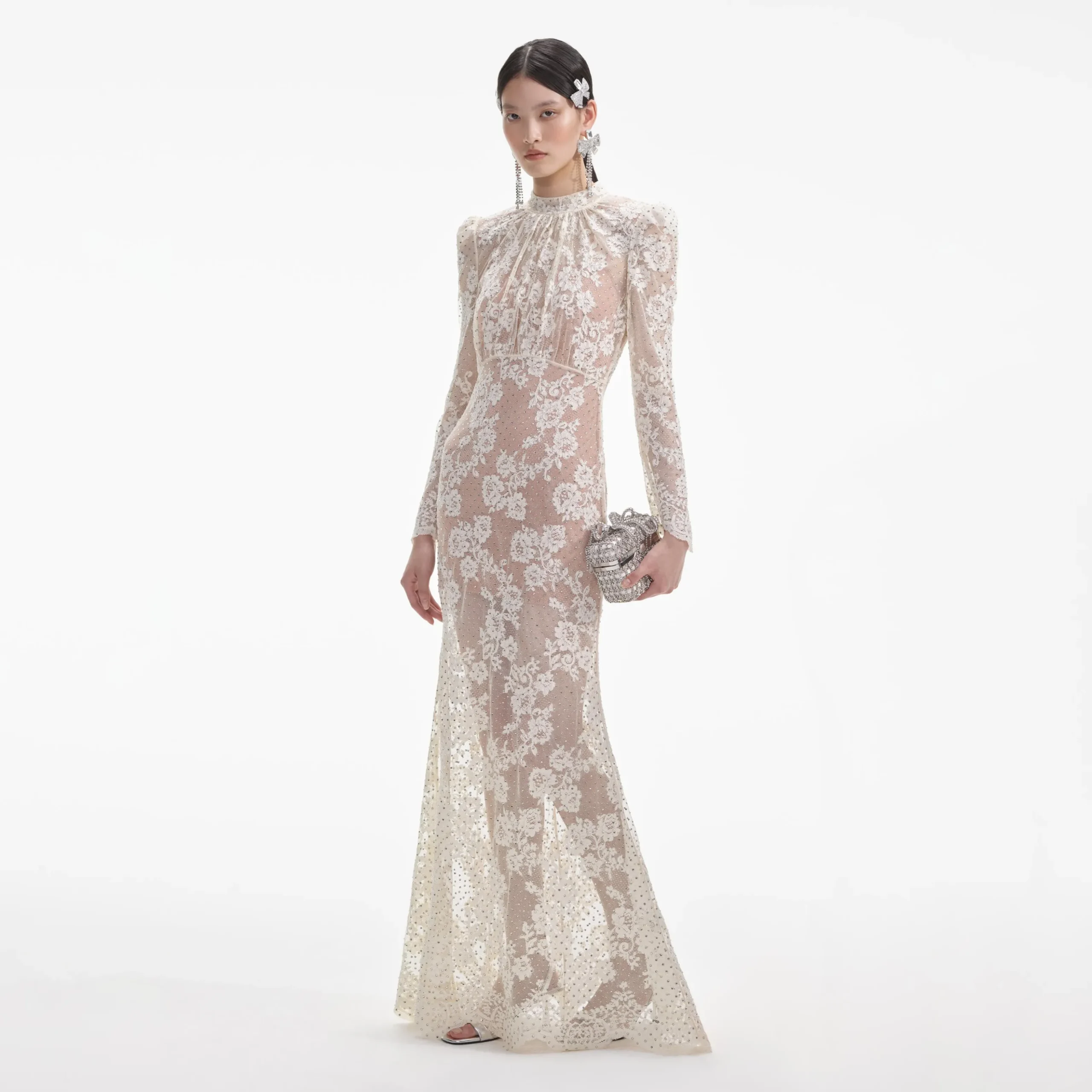 Rhinestone Lace Maxi Dress^self-portrait Cheap
