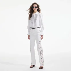 Satin Embellished Bib Blouse^self-portrait Fashion