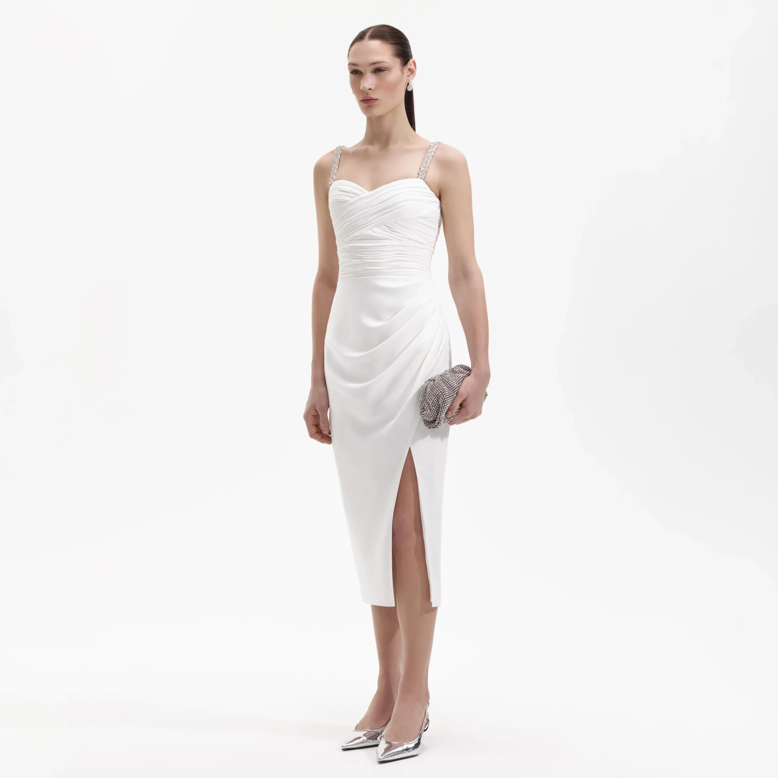 Stretch Crepe Diamante Midi Dress^self-portrait Clearance