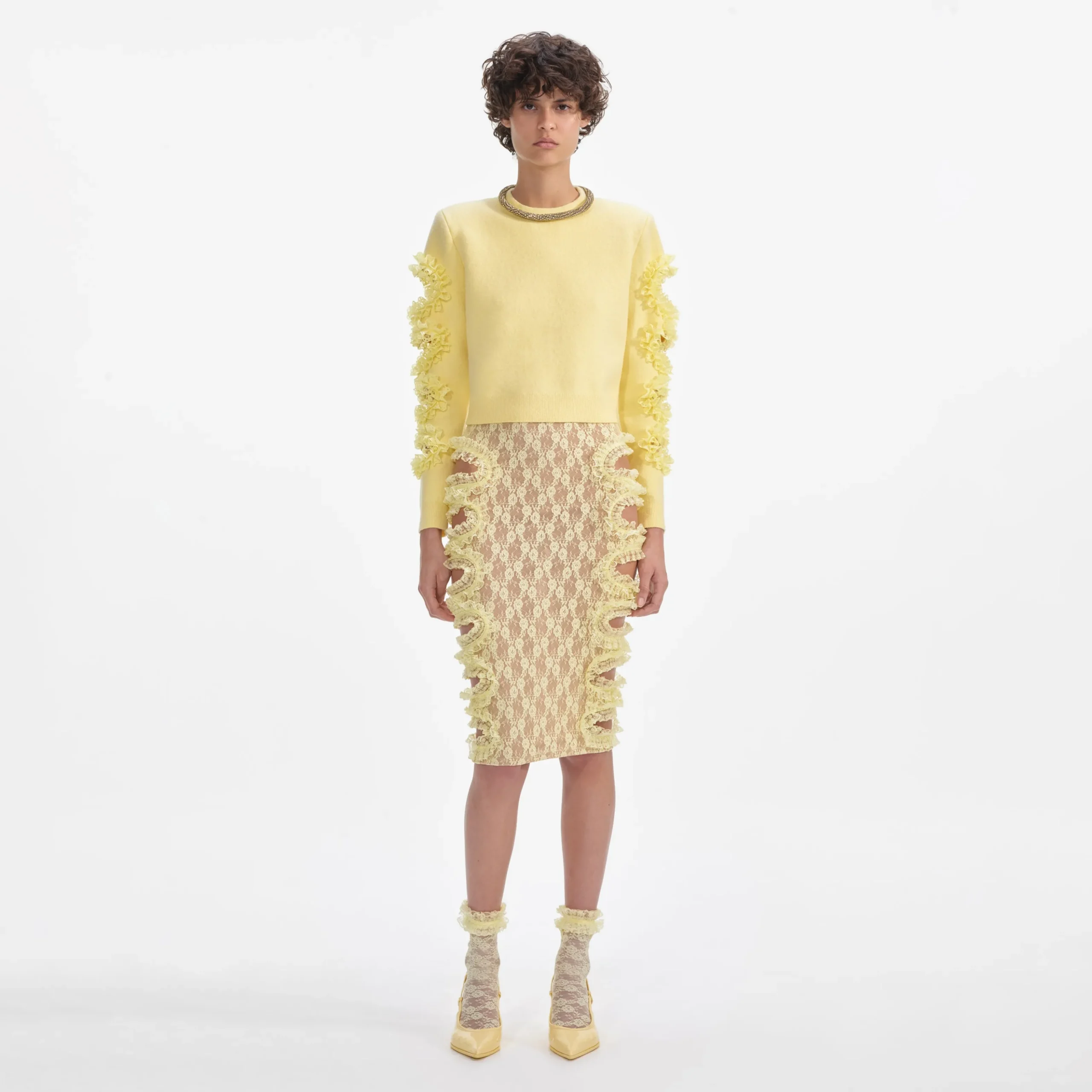 Cut Out Lace Detail Jumper^self-portrait Shop