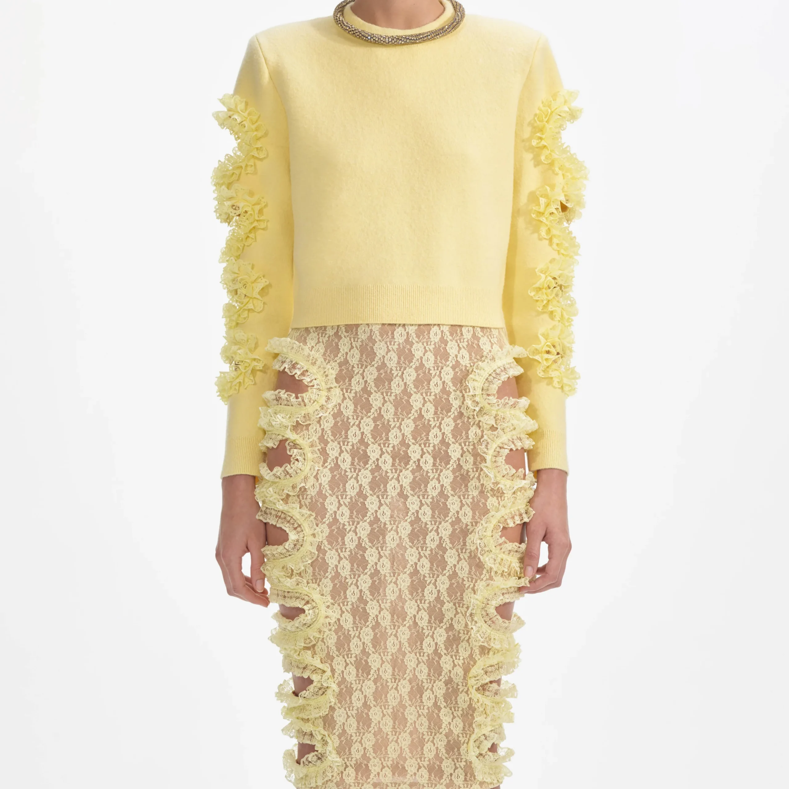Cut Out Lace Detail Jumper^self-portrait Shop