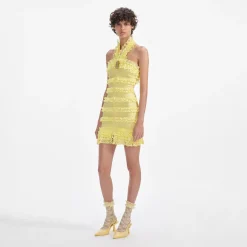 Knit Zip Ruffle Mini Dress^self-portrait Online
